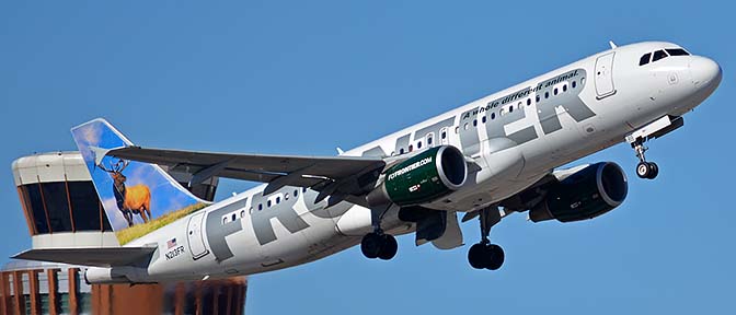 Frontier Airbus A320-214 N213FR Montana the Elk, Phoenix Sky Harbor, January 12, 2016